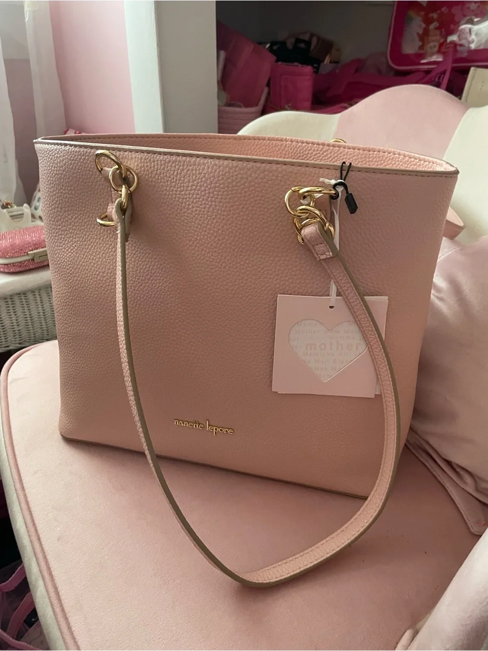 Nanette Lepore Blush Pink Pebbled Shoulder Tote with Gold Hardware - Picture 1 of 7